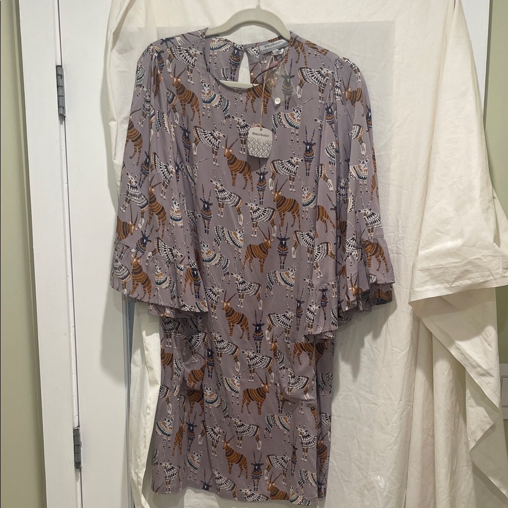 Elegant Long Sleeve Animal Print Dress